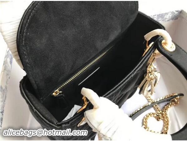 Grade Wholesale MINI LADY DIOR SATIN BAG M424 black