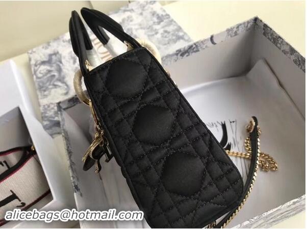 Grade Wholesale MINI LADY DIOR SATIN BAG M424 black