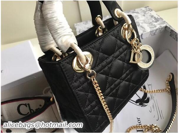 Grade Wholesale MINI LADY DIOR SATIN BAG M424 black