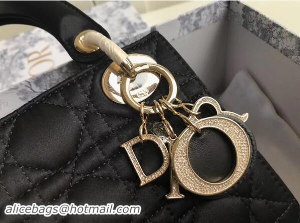 Grade Wholesale MINI LADY DIOR SATIN BAG M424 black