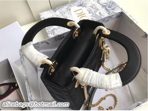 Grade Wholesale MINI LADY DIOR SATIN BAG M424 black