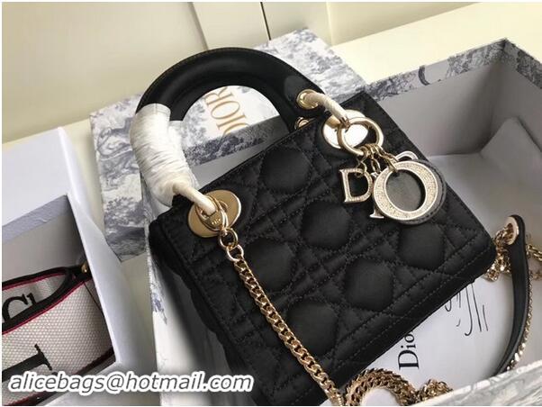 Grade Wholesale MINI LADY DIOR SATIN BAG M424 black