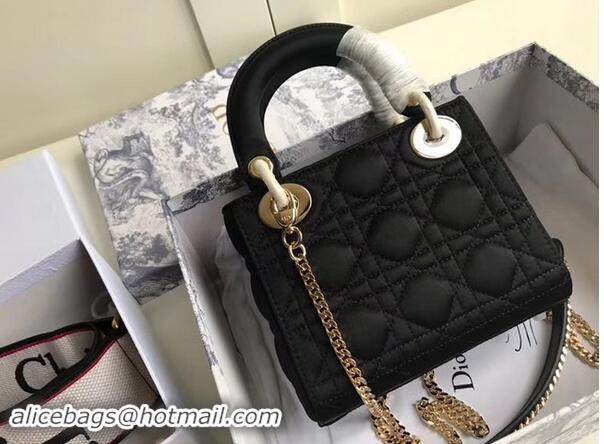 Grade Wholesale MINI LADY DIOR SATIN BAG M424 black