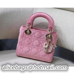 Top Quality MINI LADY DIOR Velvet BAG M424 Pink