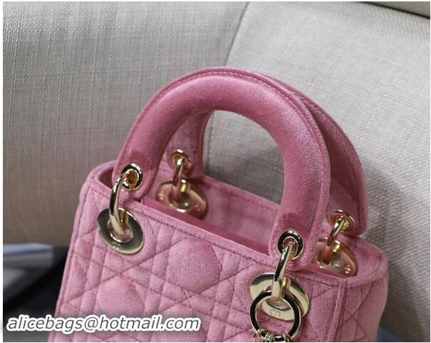 Top Quality MINI LADY DIOR Velvet BAG M424 Pink