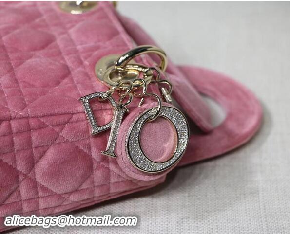 Top Quality MINI LADY DIOR Velvet BAG M424 Pink