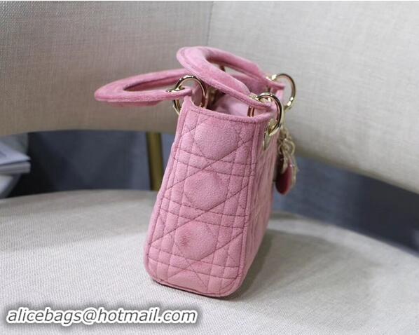 Top Quality MINI LADY DIOR Velvet BAG M424 Pink