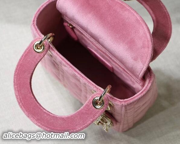 Top Quality MINI LADY DIOR Velvet BAG M424 Pink