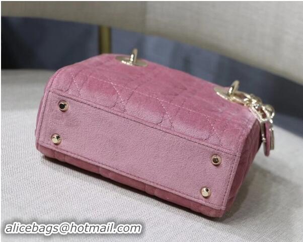 Top Quality MINI LADY DIOR Velvet BAG M424 Pink