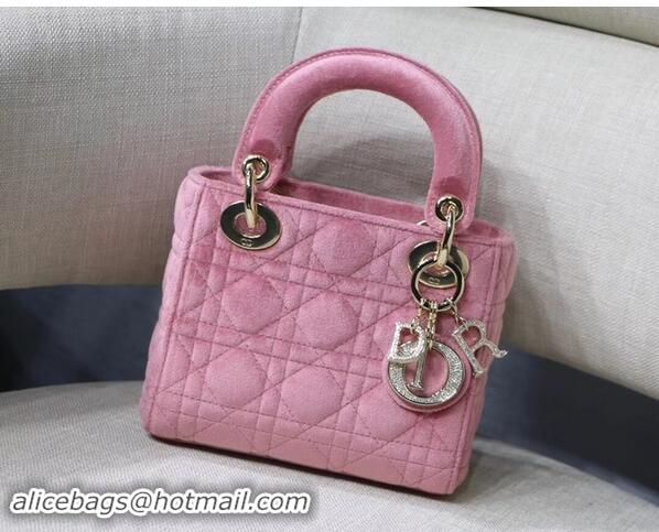 Top Quality MINI LADY DIOR Velvet BAG M424 Pink