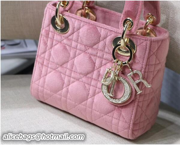 Top Quality MINI LADY DIOR Velvet BAG M424 Pink