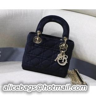 Classic Faux MINI LADY DIOR Velvet BAG M424 black