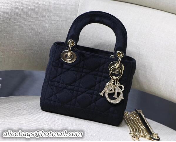 Classic Faux MINI LADY DIOR Velvet BAG M424 black