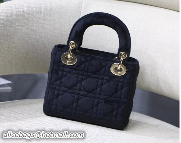 Classic Faux MINI LADY DIOR Velvet BAG M424 black