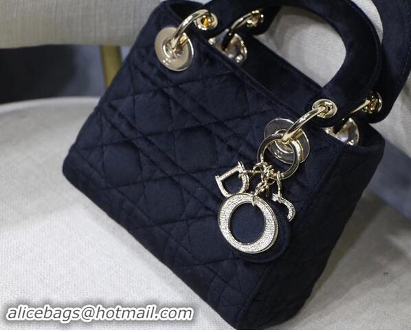 Classic Faux MINI LADY DIOR Velvet BAG M424 black