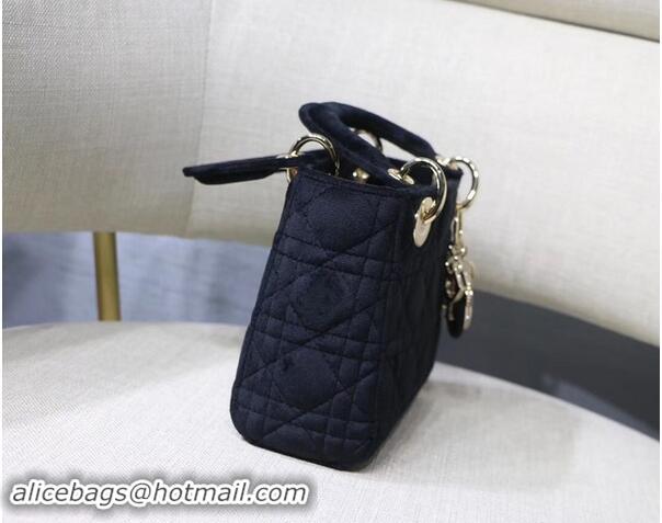 Classic Faux MINI LADY DIOR Velvet BAG M424 black