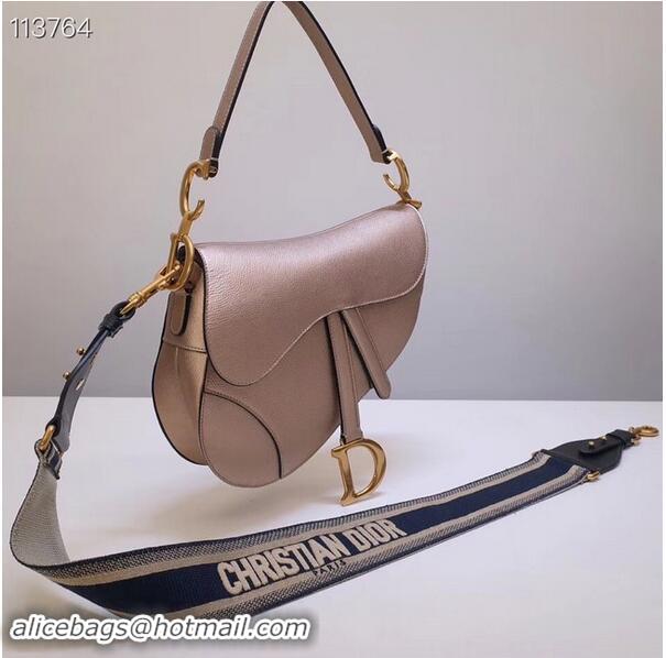 New Style Cheap Dior Mini Saddle Bag Calfskin M0447 Gold