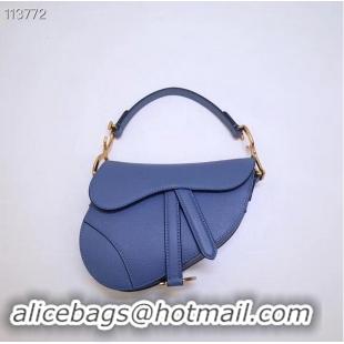 New Design Dior Mini Saddle Bag Calfskin M0447 Blue