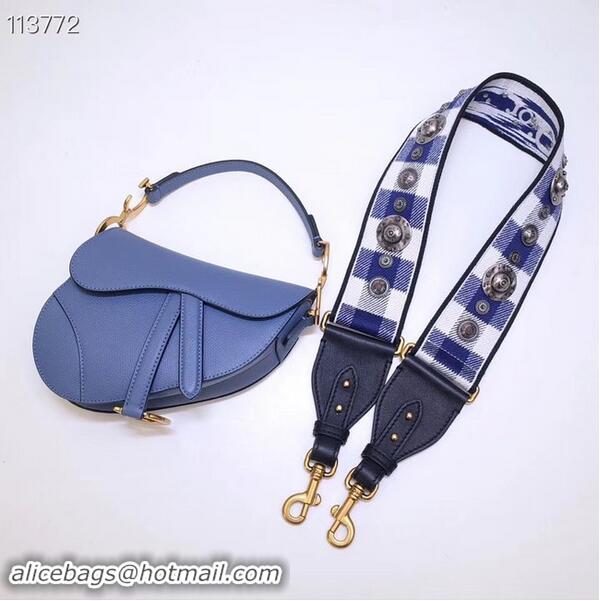 New Design Dior Mini Saddle Bag Calfskin M0447 Blue