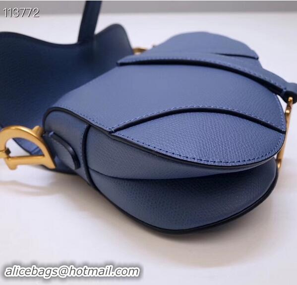 New Design Dior Mini Saddle Bag Calfskin M0447 Blue