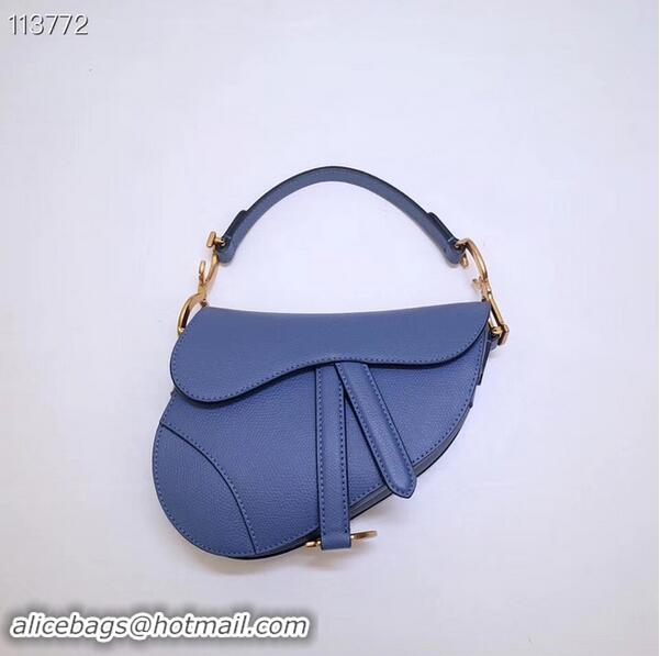 New Design Dior Mini Saddle Bag Calfskin M0447 Blue