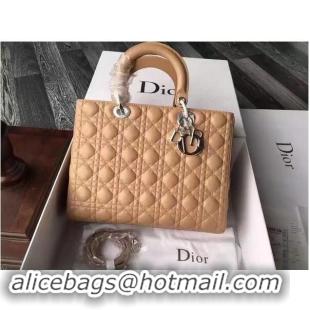 Discount Lady Dior Bag Original Sheepskin Leather Middle Bag CD6323 Apricot