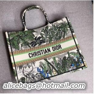 Elegant DIOR BOOK TOTE BAG IN EMBROIDERED CANVAS C1286 Green