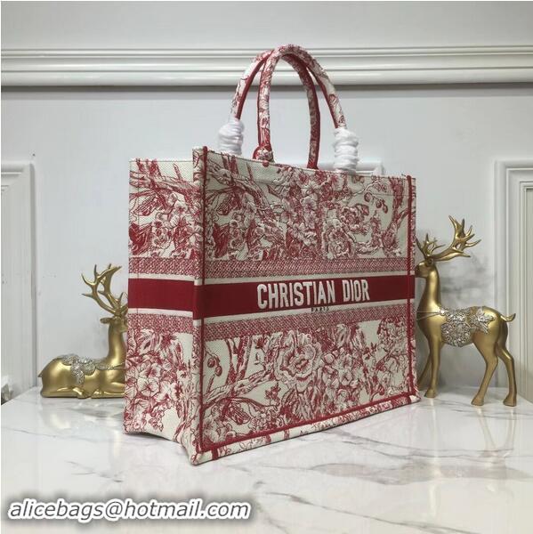 Imitation DIOR BOOK TOTE BAG IN EMBROIDERED CANVAS C1286 Pink