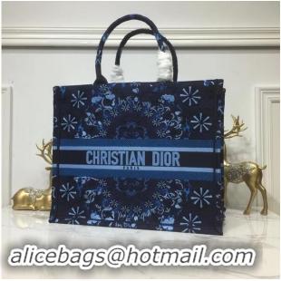 Imitation DIOR BOOK TOTE BAG IN EMBROIDERED CANVAS C1286 Navy