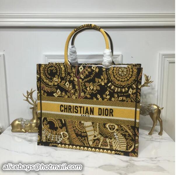 Duplicate DIOR BOOK TOTE BAG IN EMBROIDERED CANVAS C1286 Gold