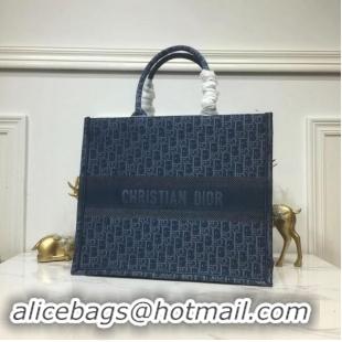 Top Discount DIOR BOOK TOTE BAG IN EMBROIDERED CANVAS C1286 Blue