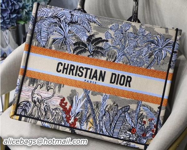 Grade Modern DIOR BOOK TOTE BAG IN EMBROIDERED CANVAS C1287 blue