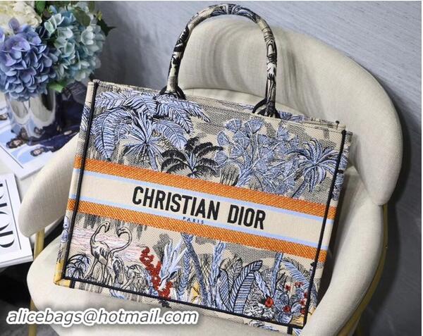 Grade Modern DIOR BOOK TOTE BAG IN EMBROIDERED CANVAS C1287 blue