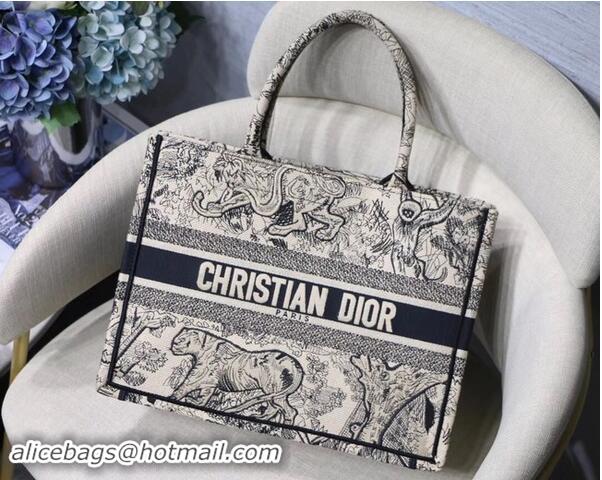 Sumptuous DIOR BOOK TOTE BAG IN EMBROIDERED CANVAS C1287 black