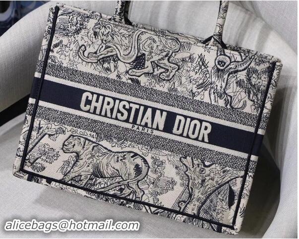 Sumptuous DIOR BOOK TOTE BAG IN EMBROIDERED CANVAS C1287 black