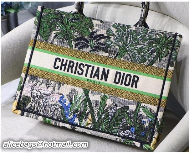 Crafted Fake DIOR BOOK TOTE BAG IN EMBROIDERED CANVAS C1287 green