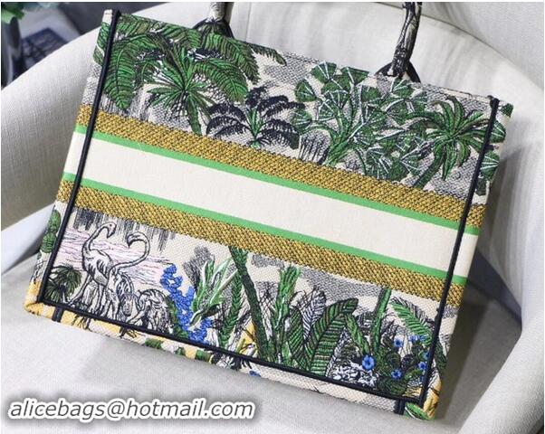 Crafted Fake DIOR BOOK TOTE BAG IN EMBROIDERED CANVAS C1287 green