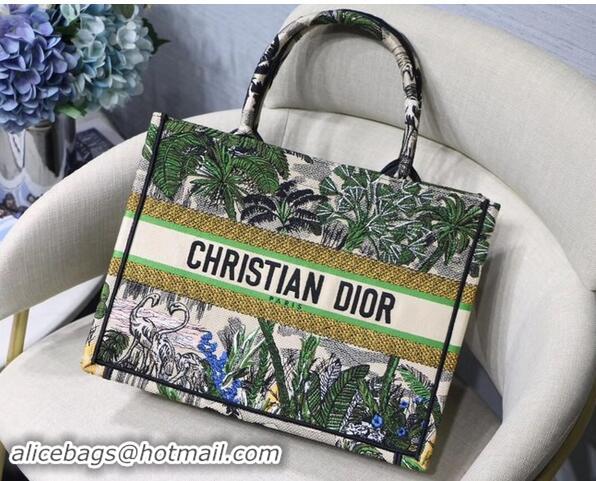 Crafted Fake DIOR BOOK TOTE BAG IN EMBROIDERED CANVAS C1287 green