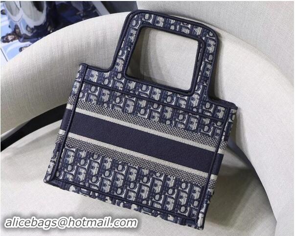 Expensive DIOR TOTE BAG IN EMBROIDERED CANVAS C1288 blue