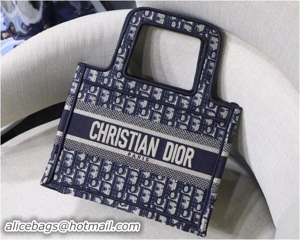 Expensive DIOR TOTE BAG IN EMBROIDERED CANVAS C1288 blue