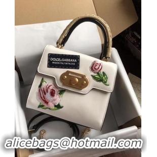 Design Promotion Dolce & Gabbana SICILY Chrysanthemum Calfskin Tote Bags 5588-2 white