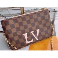 Cute Louis Vuitton Damier Ebene Canvas Pochette Double Zip Bag N60254 2019