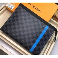 Top Design Louis Vuitton Pochette Voyage MM Bag Damier Graphite Canvas N64444 Blue Stripe