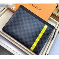 Discount Louis Vuitton Pochette Voyage MM Bag Damier Graphite Canvas N60107 Yellow Stripe