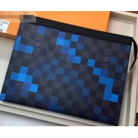 Grade Quality Louis Vuitton Pochette Voyage MM Bag Damier Graphite Canvas Pixel N60174 Blue