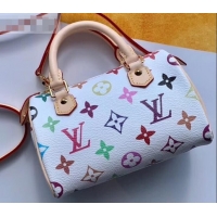 Expensive Louis Vuitton Vintage Monogram Canvas Nano Speedy Turenne Bag M92645 White/Multicolor