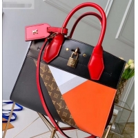 Duplicate Louis Vuitton City Steamer PM Tote Bag M53888 Black/Red/Orange