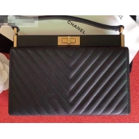 Top Quality Chanel Chevron Reissue 2.55 Pouch Clutch Bag with Chain CH090401 Black 2019