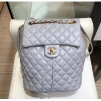 Popular Style Chanel Quilting sheepskin Backpack Bag A91121 gray with gold hardware