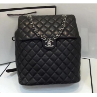 Good Looking Chanel Quilting sheepskin Backpack Bag A91122 black with silver hardware